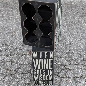 Source Unknown Black and White Rustic Wine Rack with Quote